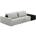 Sofá Ilha Modular Para Sala 232cm Com Puff Dublin K01 Linho Cinza E Sintético Preto - Lyam Decor Sofá Ilha Modular Para Sala 232cm Com Puff Dublin K01 Linho Cinza E Sintético Preto - Lyam Decor