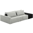 Sofá Ilha Modular Para Sala 232cm com Puff Dublin K01 Linho Cinza TB7134 e Sintético Preto TF7036 Sofá Ilha Modular Para Sala 232cm com Puff Dublin K01 Linho Cinza TB7134 e Sintético Preto TF7036