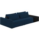 Sofá Ilha Modular Para Sala 232cm com Puff Dublin K01 Veludo Azul Marinho TA7028 e Sintético Preto TF7036