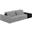 Sofá Ilha Modular Para Sala 232cm Com Puff Dublin K01 Veludo Cinza E Sintético Preto - Lyam Decor Sofá Ilha Modular Para Sala 232cm Com Puff Dublin K01 Veludo Cinza E Sintético Preto - Lyam Decor
