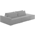 Sofá Ilha Modular Para Sala 232cm com Puff Dublin K01 Veludo Cinza - Lyam Decor Sofá Ilha Modular Para Sala 232cm com Puff Dublin K01 Veludo Cinza - Lyam Decor