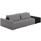 Sofá Ilha Modular Para Sala 252cm Com Puff Dublin K01 Bouclê Cinza E Sintético Preto - Lyam Decor Sofá Ilha Modular Para Sala 252cm Com Puff Dublin K01 Bouclê Cinza E Sintético Preto - Lyam Decor