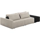 Sofá Ilha Modular Para Sala 252cm com Puff Dublin K01 Bouclê Creme TC7206 e Sintético Preto TF7036