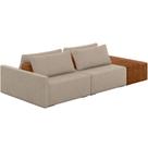 Sofá Ilha Modular Para Sala 252cm com Puff Dublin K01 Linho Bege Sintético Caramelo - Lyam Decor