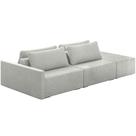 Sofá Ilha Modular Para Sala 252cm Com Puff Dublin K01 Linho Cinza - Lyam Decor Sofá Ilha Modular Para Sala 252cm Com Puff Dublin K01 Linho Cinza - Lyam Decor