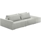Sofá Ilha Modular Para Sala 252cm com Puff Dublin K01 Linho Cinza - Lyam Decor Sofá Ilha Modular Para Sala 252cm com Puff Dublin K01 Linho Cinza - Lyam Decor