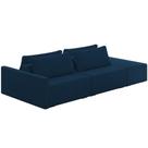 Sofá Ilha Modular Para Sala 252cm Com Puff Dublin K01 Veludo Azul Marinho Sofá Ilha Modular Para Sala 252cm Com Puff Dublin K01 Veludo Azul Marinho