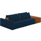 Sofá Ilha Modular Para Sala 252cm com Puff Dublin K01 Veludo Azul Sintético Caramelo - Lyam Decor