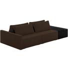 Sofá Ilha Modular Para Sala 252cm com Puff Dublin K01 Veludo Marrom TA7031 e Sintético Preto TF7036 Sofá Ilha Modular Para Sala 252cm com Puff Dublin K01 Veludo Marrom TA7031 e Sintético Preto TF7036