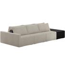 Sofá Ilha Modular Para Sala 312cm com Puff Dublin K01 Bouclê Creme e Sintético Preto - Lyam Decor