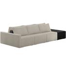 Sofá Ilha Modular Para Sala 312cm com Puff Dublin K01 Bouclê Creme TC7206 e Sintético Preto TF7036