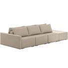 Sofá Ilha Modular Para Sala 312cm com Puff Dublin K01 Linho Bege - Lyam Decor Sofá Ilha Modular Para Sala 312cm com Puff Dublin K01 Linho Bege - Lyam Decor