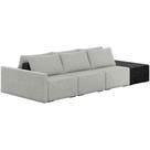 Sofá Ilha Modular Para Sala 312cm com Puff Dublin K01 Linho Cinza e Sintético Preto - Lyam Decor