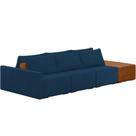 Sofá Ilha Modular Para Sala 312cm com Puff Dublin K01 Veludo Azul Sintético Caramelo - Lyam Decor Sofá Ilha Modular Para Sala 312cm com Puff Dublin K01 Veludo Azul Sintético Caramelo - Lyam Decor