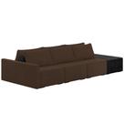 Sofá Ilha Modular Para Sala 312cm com Puff Dublin K01 Veludo Marrom TA7031 e Sintético Preto TF7036 Sofá Ilha Modular Para Sala 312cm com Puff Dublin K01 Veludo Marrom TA7031 e Sintético Preto TF7036