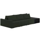 Sofá Ilha Modular Para Sala 312cm Com Puff Dublin K01 Veludo Verde E Sintético Preto - Lyam Decor
