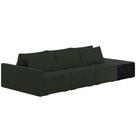 Sofá Ilha Modular Para Sala 312cm com Puff Dublin K01 Veludo Verde e Sintético Preto - Lyam Decor
