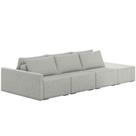 Sofá Ilha Modular para Sala 342cm com Puff Dublin K01 Linho Cinza - Lyam Decor Sofá Ilha Modular para Sala 342cm com Puff Dublin K01 Linho Cinza - Lyam Decor
