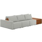 Sofá Ilha Modular Para Sala 342cm com Puff Dublin K01 Linho Cinza Sintético Caramelo - Lyam Decor