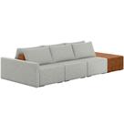Sofá Ilha Modular Para Sala 342cm com Puff Dublin K01 Linho Cinza Sintético Caramelo - Lyam Decor