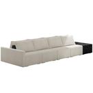 Sofá Ilha Modular Para Sala 392cm Com Puff Dublin K01 Bouclê Creme E Sintético Preto - Lyam Decor