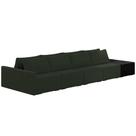 Sofá Ilha Modular Para Sala 392cm com Puff Dublin K01 Veludo Verde e Sintético Preto - Lyam Decor