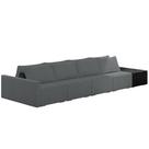 Sofá Ilha Modular Para Sala 432cm com Puff Dublin K01 Bouclê Cinza e Sintético Preto - Lyam Decor Sofá Ilha Modular Para Sala 432cm com Puff Dublin K01 Bouclê Cinza e Sintético Preto - Lyam Decor