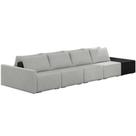 Sofá Ilha Modular Para Sala 432cm com Puff Dublin K01 Linho Cinza e Sintético Preto - Lyam Decor Sofá Ilha Modular Para Sala 432cm com Puff Dublin K01 Linho Cinza e Sintético Preto - Lyam Decor