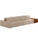 Sofá Ilha Modular Para Sala 432cm com Puff Dublin K01 Veludo Bege Sintético Caramelo - Lyam Decor