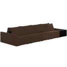 Sofá Ilha Modular Para Sala 432cm com Puff Dublin K01 Veludo Marrom e Sintético Preto - Lyam Decor Sofá Ilha Modular Para Sala 432cm com Puff Dublin K01 Veludo Marrom e Sintético Preto - Lyam Decor