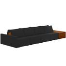 Sofá Ilha Modular Para Sala 432cm Com Puff Dublin K01 Veludo Preto Sintético Caramelo - Lyam Decor