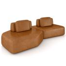 Sofá Ilha Modular Para Sala Living Orgânico 305cm Angra K01 material sintético Camel - Lyam Decor