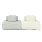 Sofá Ilha Sala de Estar Dakota 2 Módulos 316cm Encostos Almofadas Soltas Linho Cinza/OffWhite G33 - Gran Belo