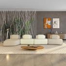 Sofá Ilha Sala de Estar Dakota 4 Módulos 626cm Encostos Almofadas Soltas Linho Bege/OffWhite G33 - Gran Belo