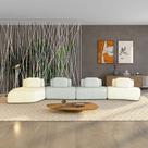 Sofá Ilha Sala de Estar Dakota 4 Módulos 626cm Encostos Almofadas Soltas Linho OffWhite/Cinza G33 - Gran Belo