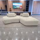 Sofá Ilha Sala de Estar Modulado Dakota com Chaise Encosto Almofadas Soltas Bouclê Rústico Greige G33 - Gran Belo