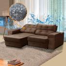 Sofá Impermeabilizado 3 Lugares Veludo Marrom 220 Cm Ravello Retrátil Reclinável - SóSofá