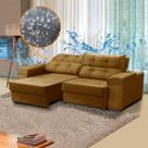 Sofá Impermeável Retrátil 3 Lugares Ravello 220 Cm Reclinável Veludo Dourado - SóSofá