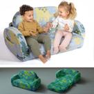 Sofá infantil Little Dove 2 em 1 conversível com design de dinossauro