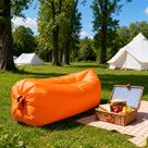 Sofá Inflável Portátil Laranja Air Lounger Para Camping Praia Piscina e Viagens