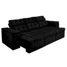 Sofá Itália 210 cm Retrátil e Reclinável Suede Preto Sofá na Web