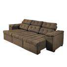 Sofá Italia Retrátil Reclinável 210 cm Suede Marrom Sofá na Web