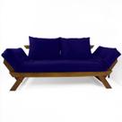 Sofá Japão Futon Acquablock Azul Royal Madeira Imbuia