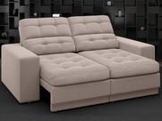Sofá Jobim 1,70m Assento Retrátil e Reclinável Velosuede Bege - NETSOFAS