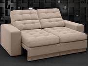 Sofá Jobim 1,70m Assento Retrátil e Reclinável Velosuede Capuccino - NETSOFAS Sofá Jobim 1,70m Assento Retrátil e Reclinável Velosuede Capuccino - NETSOFAS