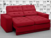 Sofá Jobim 1,70m Assento Retrátil e Reclinável Velosuede Vermelho - NETSOFAS Sofá Jobim 1,70m Assento Retrátil e Reclinável Velosuede Vermelho - NETSOFAS