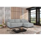 Sofá Linho 3 Lugares 264cm com Chaise Lado Direito e Kit Usb Barra