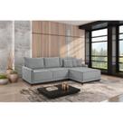 Sofá Linho 3 Lugares 264cm com Chaise Lado Direito e Kit Usb Barra