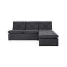 Sofá Linho com Chaise 3 Lugares Herval Flora, Preto, 211 cm