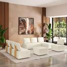 Sofá Liphis Sala de Estar Modulado Moderno Pés de Madeira Bouclê OffWhite G45 - Gran Belo